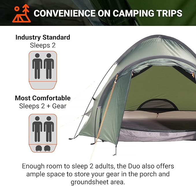 Crua Duo Outdoor Camping Tent – 2 Person Tent for Camping, Easy Pop-up Assembly, Lightweight and Waterproof Outdoor Gear for Hiking Backpacking, Weather Resistant
