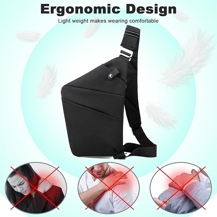 Anti Theft Travel Bag, One Shoulder Large Capacity Cross-body Bag Chest Fashion Lightweight Sling Bags for Travel Sports