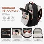 LOVEVOOK Laptop Backpack for Women 15.6 inch,Cute Womens Travel Backpack Purse,Professional Laptop Computer Bag,Waterproof Work Business College Teacher Bag Carry on Backpack with USB Port,Black Brown