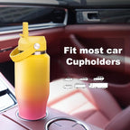 32oz Insulated Water Bottle, Fit in Any Car Cup Holder, Water Bottle with Straw Lids, Stainless Steel Insulated Water Flask Double Wall Leak-proof BPA Free to Keep Cold&Hot