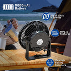 MORECORE Portable Camping Fan with LED Lantern, 24HRS Running 8inch Rechargeable Tent Fan, Powerful 3-Speed 180° Rotate with Hook, Quiet for Outdoor RV Travel Fishing Hurricane Emergency Power Outage