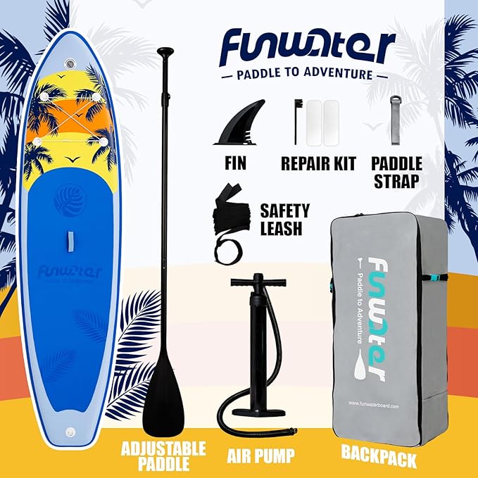 FunWater Stand Up Paddle Board Ultra-Light Inflatable Paddleboard with SUP Accessories for Adults & Youth of All Skill Levels