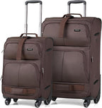 Hanke Luggage Sets 2 Piece Softside Expandable Luggage With Spinner Wheels TSA Lock,Travel Luggage Rolling Suitcase Checked Luggage Coffee(20/28)