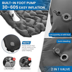 KingCamp Sleeping Pad for Camping, Ultralight Connectable Inflatable Sleeping Pad Camping Mattress with 6.3" Built-in Pillow & Foot Pump for Backpacking Hiking Tent Cot