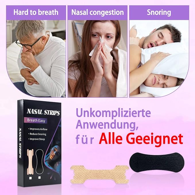 Nasal Strips for Snoring, 60 Count Extra Strength Nose Strips for Breathing, Anti Snoring Devices for Sports and Sleep, Help Stop Snoring, Relieve Nasal Congestion, Drug-Free,Deeper Sleep