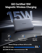 Baseus Picogo Magsafe Portable Charger, Qi2 15W 0.5" Ultra Slim 10000mAh Wireless Power Bank, Bundle with Power Bank Fast Charging 67W, 10000mAh Small Portable Charger Built-in Dual USB C Cable