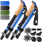 Premium Foldable Hiking Poles by USA Brand - Adjustable, Lightweight Trekking Poles Made of Aircraft Aluminum, Metal Flip Locks & Comfortable Real Cork and EVA Foam Grips