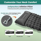 Sleeping Pad for Camping, 4in Thickness Inflatable Sleeping Mat with Adjustable Pillow & Built-in Foot Pump,Lightweight Camping Air Mattress with Waterproof Nylon for Hiking (Grey, Single)