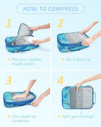 BAGSMART 6 Set /4 Set/2 Set Compression Packing Cubes for Travel, Lightweight Luggage Organizer Bags, Durable Space Saver Bags Travel Essentials