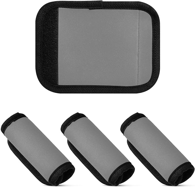 DOMIKING Grey Luggage Handle Wraps for Suitcase Luggage Identifier Soft Luggage Marker Tags for Travel Bag Suitcase Luggage Covers Wraps Travel Accessories, 2 Pack