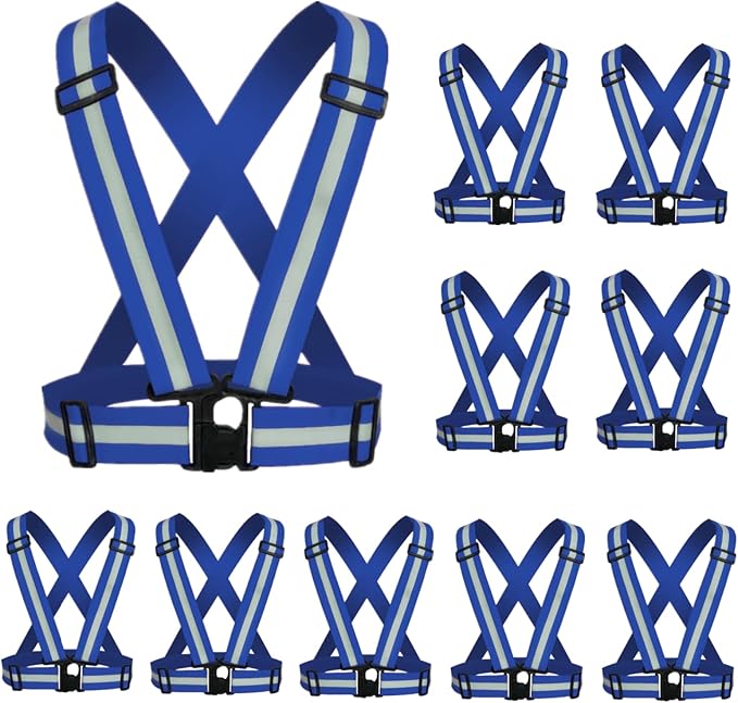 Reflective Strap Safety Vest Gear - 2-10 Pack Adjustable High Visible Reflective Running Gear for Women Men Night