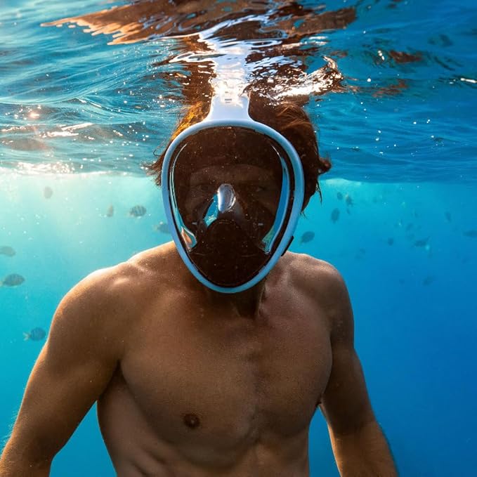 G2RISE Full Face Snorkel Mask Adults Snorkeling Set Gear for Kids with Detachable Camera Mount, Safe Breathing, Anti Fog Anti Leak