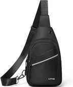 7L Sling Bag For Women Faux Leather Anti Theft Small Casual Daypack Backpack Fanny Pack Crossbody Chest Bags Purse Waterproof Black