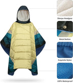 Camping Blanket, Poncho Wearable Hoodie Blankets Outdoor Waterproof Windproof