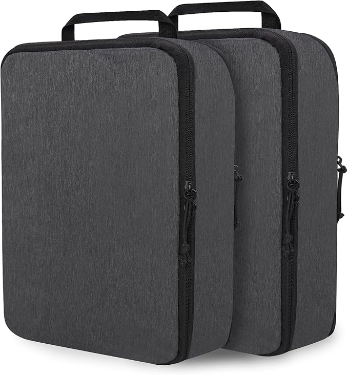 Extra Large Compression Packing Cubes for Travel Essentials, 2 Set Expandable Travel Cubes for Packing Compression Bags Luggage Suitcase Organizer, Black