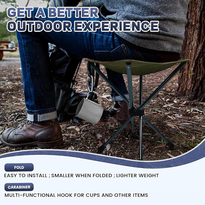 Lightweight Camping Stool 7075 Aluminum Small Folding Camping Portable Chair with Carry Bag Retractable Backpacking Stool for Travel Camping Hiking Fishing Garden Work Picnic BBQ Outdoor