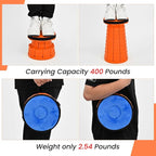 2 Pack Upgraded Collapsible Stool Folding Stool with Cushion,Retractable Folding Stool Max Load Capacity 400lbs, Portable Telescoping Stools for Camping Hiking Outdoor BBQ -Orange