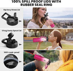 Insulated Water Bottle 24oz, Triple Wall Vacuum Stainless Steel (Cold for 48 Hrs, Hot for 24Hrs), Leak Proof & Non-BPA, 24oz Hydro Water Flask with Paracord Handle & Straw Spout Lids