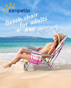 ZENPETIO Beach Chair, Camping Chair for Adults, Reclining Backpack Chair for Pool, Beach, Camping, Outdoors