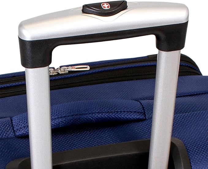 SwissGear Sion Softside Expandable Luggage – Carry-On Suitcase with 360 Degree Wheels & Retractable Handle – 21 Inch, Perfect for 1-3 Night Trips – Blue
