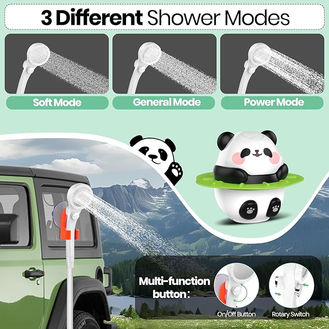 Portable Camping Shower, 10500mAh Camp Shower with 3 Spray Modes, IPX7 Waterproof Outdoor Shower, Perfect for Hiking, Beach, Pets & Car Wash