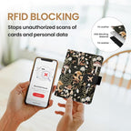 Passport Holder for Travel Essentials, RFID Blocking Leather Cover Wallet with Magnetic Closure, Aesthetic & Cute Passport Book Case for Women and Men - Mushroom