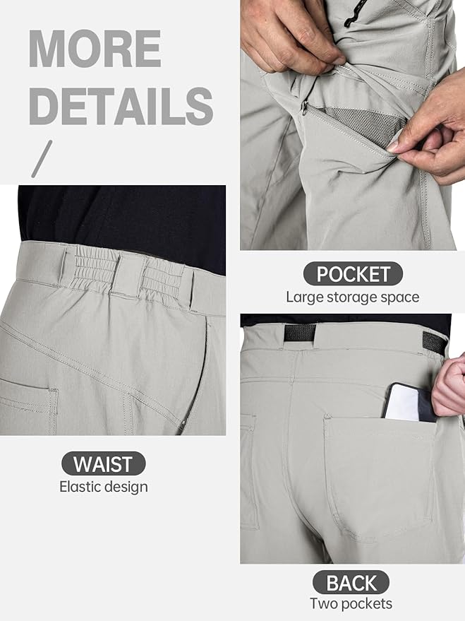 FREE SOLDIER Men's Outdoor Cargo Hiking Pants with Belt Lightweight Waterproof Quick Dry Tactical Pants Nylon Spandex