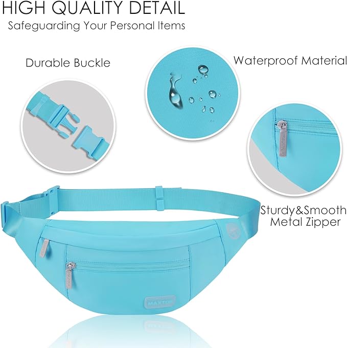 MAXTOP Large Crossbody Fanny Pack with 4-Zipper Pockets,Gifts for Enjoy Sports Festival Workout Traveling Running Casual Hands-Free Wallets Waist Pack Phone Bag Carrying All Phones