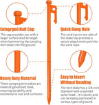 Eurmax USA 10 inch Multiuse Heavy Duty Steel Tent Stakes Tarp Pegs Camping Stakes for Outdoor Camping Canopy and tarp with 4 Ropes 10FT Length,8pcs(Orange)