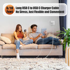 45W USB-C for iPhone 17 16 15 Pro Max Charger Fast Charging and Long Type C to C Cable Cord 10FT/6FT,PD 3.0 GaN Dual USB C Port Super Fast for iPhone 17 Pro/17 Air/16 Plus/15 Series/Pad/Galaxy S24/S25