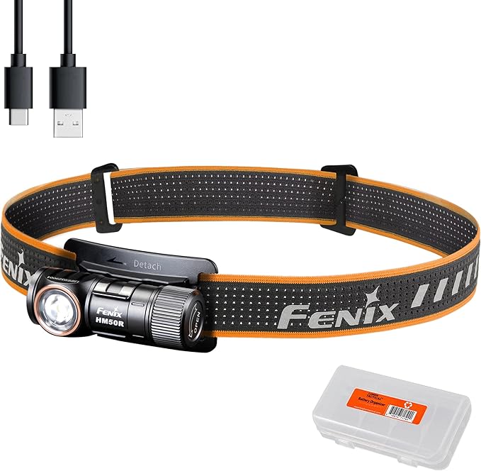 fenix HM50R v2.0 Headlamp, 700 Lumen USB-C Rechargeable Lightweight with White/Red Light, with Lumentac Organizer