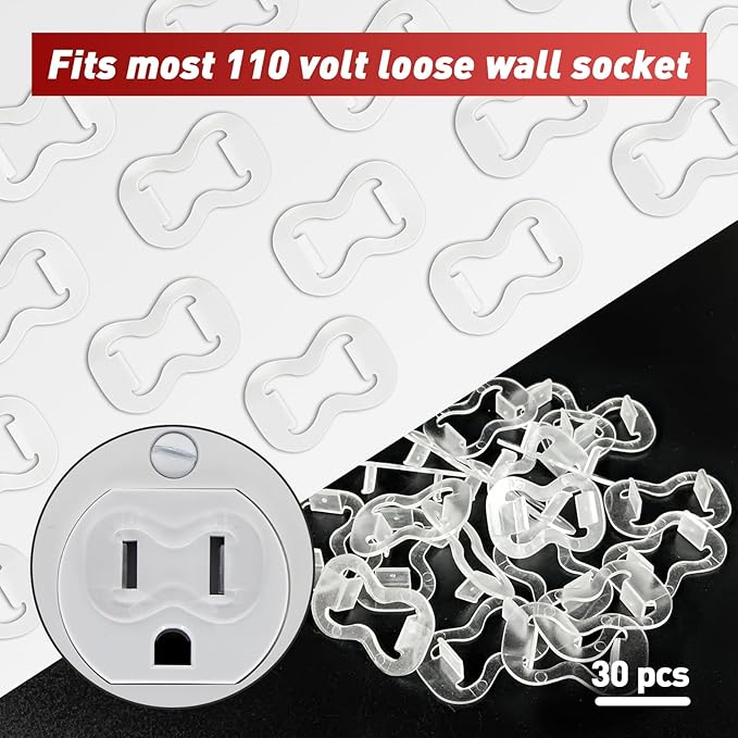 30-Pack Loose Outlet Fix Plug - Ensure Secure Connection for Power Plugs - Socket Extender Prevents Loose Socket Issues - Easily Fix Loose Outlets - Won't Fall Out or Cut Off Electricity