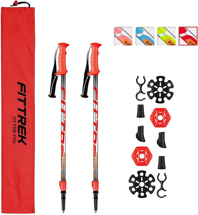 Hiking Poles for Kids - Ultralight Nordic Walking Sticks - Telescopic Child Trekking Poles Collapsible 2 Pack