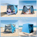 Night Cat Pop-up Beach Tent: 3 4 Persons Beach Shelter with Canopy and Footprint, UPF 50+ UV Protection Backyard Camping Outdoor Canopy Poles Not Included