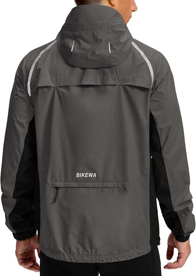 Men's Cycling Rain Jackets Waterproof Running Bike Windbreaker Lightweight Packable Hooded Jacket