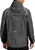 Men's Cycling Rain Jackets Waterproof Running Bike Windbreaker Lightweight Packable Hooded Jacket