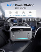 Portable Power Station 90,000mAh, 288Wh LiFePO4 Battery Backup w/ 2× 350W (600W Surge) 110V Pure Sine Wave AC Outlets, Solar Generator for Home Backup, CPAP, RV, Camping, Off-Grid & Emergency Power