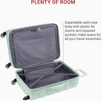 SwissGear 7366 Signature Hardside Expandable Luggage with Spinner Wheels, TSA Lock, Clearly Aqua, Checked-Medium 23-Inch