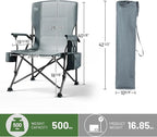TIMBER RIDGE Oversized Folding Camping Chair High Back Heavy Duty for Adults Support up to 500lbs with Cup Holder, Side Pocket Cooler Bag