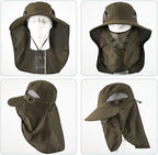 Cuffbow 3 Pcs Sun Hat for Men Women with Neck Flap Breathable Wide Brim Bucket Hat UV Protection UPF 50+ Fishing Hiking