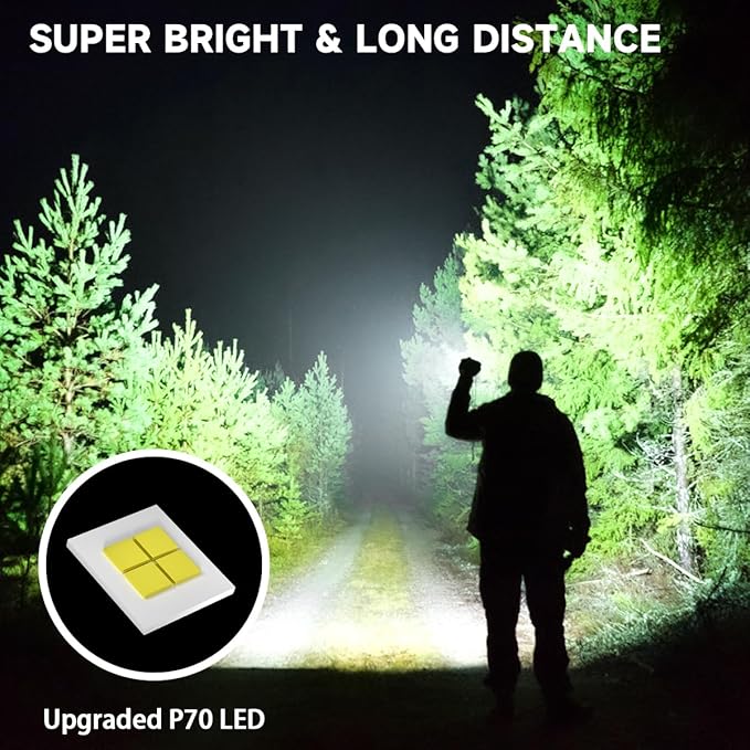 IkeeRuic 2Pack Rechargeable Flashlights High Lumens, Powerful Tactical Flashlights, 5 Modes LED Flashlight Adjustable, Brightest Flashlight Waterproof, Handheld Flash Light for Home, Camping, Hiking