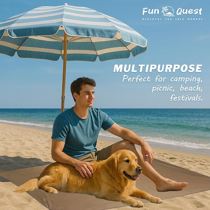 Picnic Blanket Waterproof – Packable Sand Proof Beach Blanket (0.42lb/0.66lb), Compact & Foldable, Fits in Pocket with Integrated Stakes, Ideal for Camping, Hiking, Travel, Concert, Festival