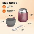 ENERGIFY Vacuum Insulated Food Jar. Large 17oz Bowl incl. Folding Spoon, Cup. Wide Mouth Keep Hot & Cold Drinks Soup Lunch Container for Adults. BPA-Free Stainless Steel, Leak Proof Rose Gold