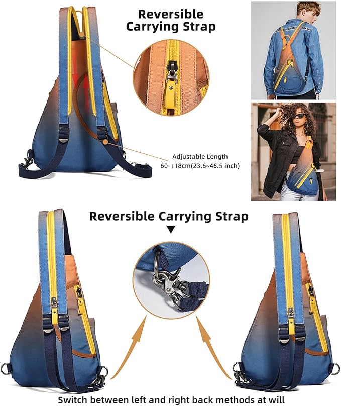 KL928 Canvas Sling Bag - Small Crossbody Backpack Shoulder Casual Daypack Rucksack for Men Women(Large Version)