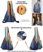 KL928 Canvas Sling Bag - Small Crossbody Backpack Shoulder Casual Daypack Rucksack for Men Women(Large Version)