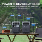 EF ECOFLOW Solar Generator Delta 3 with 160W Solar Panel, 1024Wh Portable Power Station, LFP Battery 1800W AC/100W USB-C Output, Full Charge in 56 Min for Home Backup Power, Camping & RVs