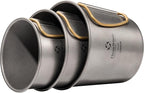 Titanium Mugs, 250-450ml Camping Cups with Lid Set, Lightweight Coffee Cup for Hiking, Backpacking, Camping