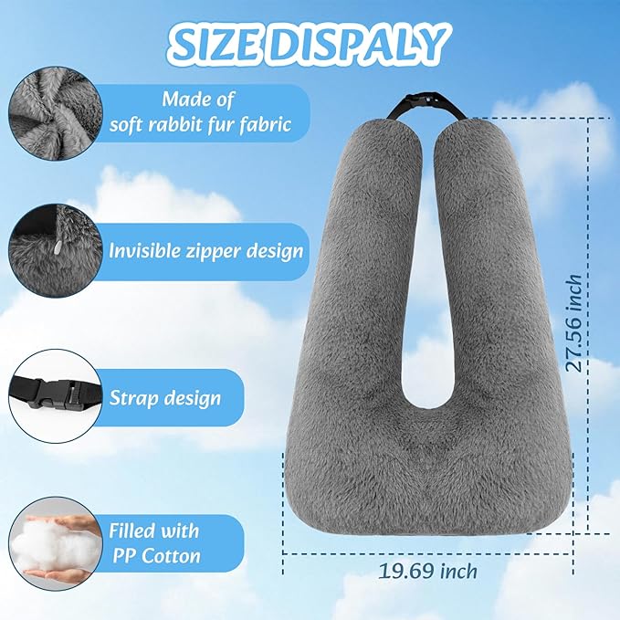 Travel Pillow, Car Pillow for Kids & Adults - Ergonomic Travel Pillows Sleeping Aid for Neck & Body Support, Car Travel Essentials Pillow on Road Trips-Gray