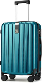 Hanke 24 Inch Luggage Suitcases With Spinner Wheels Lightweight PC Hard Shell Rolling Suitcase With Travel Lock,Checked-Medium 24-Inch(Caribbean Blue)