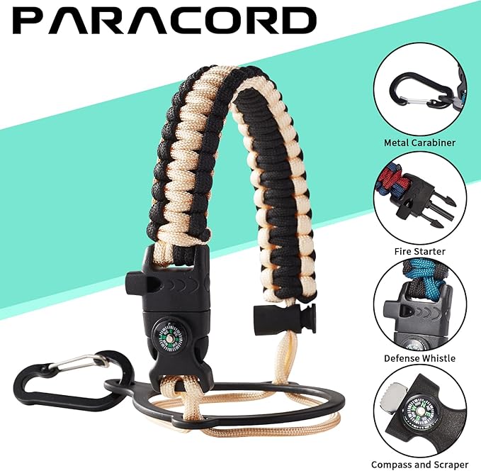 Insulated Water Bottle - 32oz 40oz 64oz Water Bottles with Straw & Spout Lids, Carrier Bag, Paracord Handle and Flask Boot, Reusable Stainless Steel Water Bottle, Metal Canteen Mug for Work